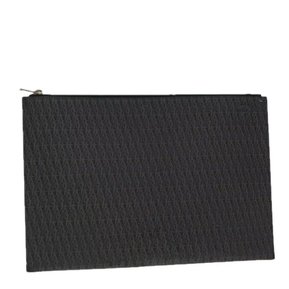SAINT LAURENT Clutch Bag PVC Dark Brown Gold Auth - Picture 1 of 16